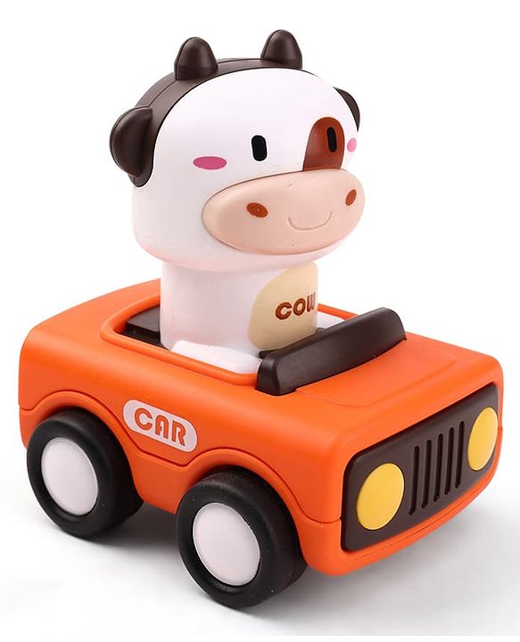 Babyhug Press & Go Giraffe and Cow Characters Cars for Toddlers| Animal Mini Racing Car for Early Learning|Fun Toy for 3+ Years Kids |BIS Certified| Pack of 2| Imaginative Play| Toddler Gifting Option