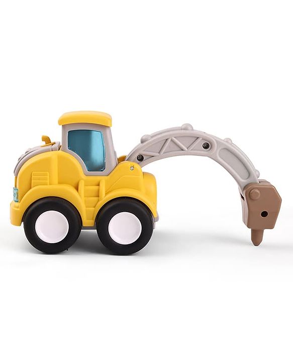 Babyhug Press & Go Mini Bulldozer & Driller Truck Toy with Flexible Joints for Toddlers| Early Learning & Development| Pretend Play Toy| Fun Toy for 3+ Years Kids |BIS Certified| Pack of 2