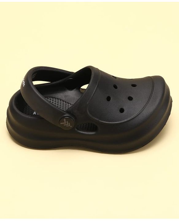 Pine Kids School Shoes Solid Colour Clogs with Back Strap - Black