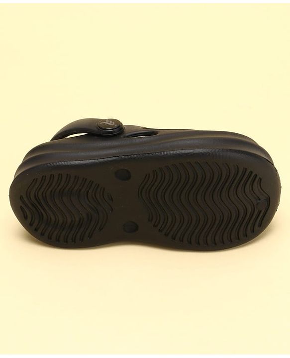 Pine Kids School Shoes Solid Colour Clogs with Back Strap - Black