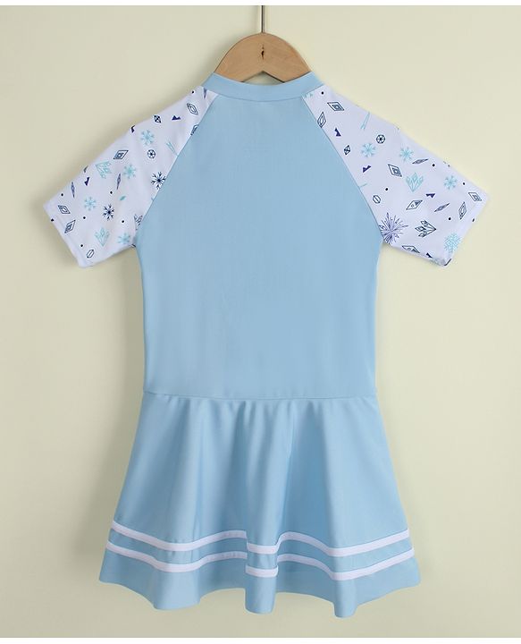 Pine Kids Half Raglan Sleeves Printed Frock Swimsuit - Blue