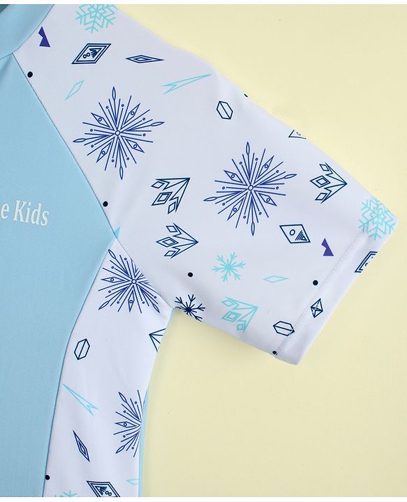 Pine Kids Half Raglan Sleeves Printed Frock Swimsuit - Blue
