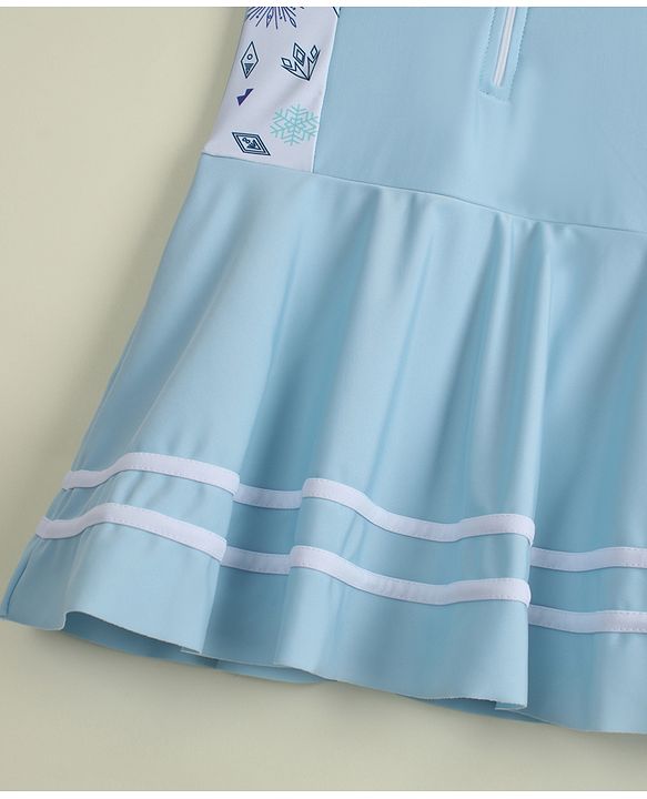 Pine Kids Half Raglan Sleeves Printed Frock Swimsuit - Blue