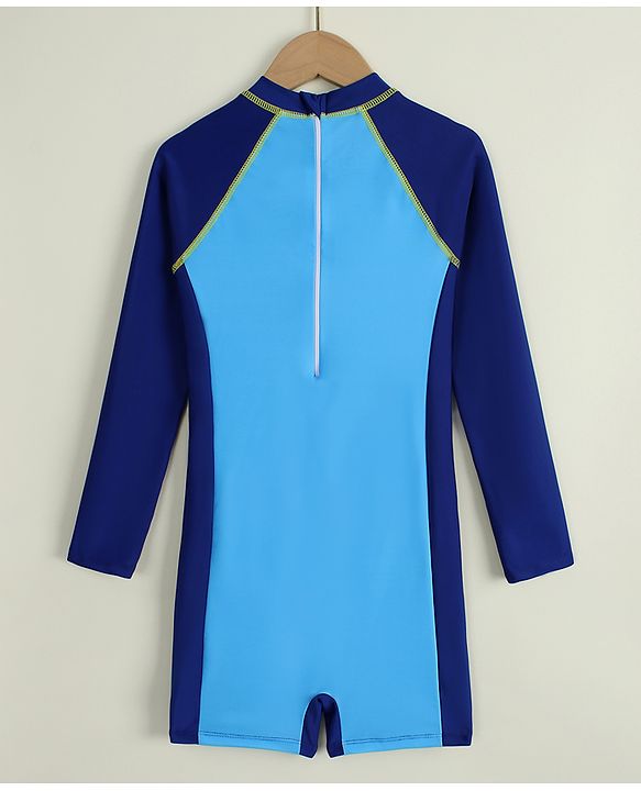 Pine Active Full Raglan Sleeves Legged Swimsuit - Blue
