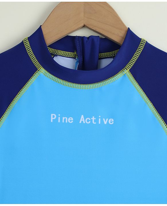 Pine Active Full Raglan Sleeves Legged Swimsuit - Blue