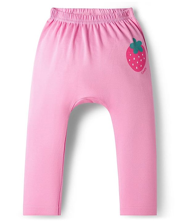 Babyhug Cotton Interlock Knit Full Length Diaper Leggings With Floral Print Pack Of 3 - Pink & Green