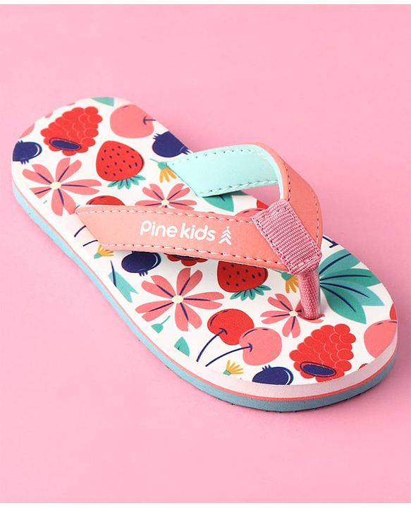 Pine Kids Slip On Tropical Theme Printed Flip Flops - Multicolour