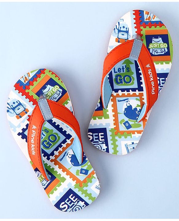 Pine Kids Slip On Text Printed Flip Flop - Multicolour