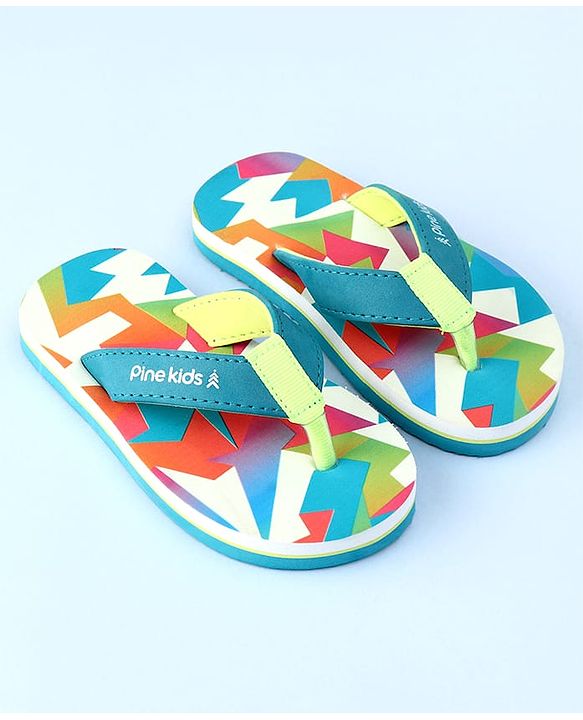 Pine Kids Slip On Flip Flops with Abstract Print - Multicolor