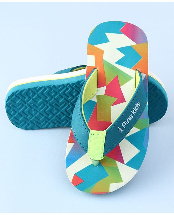 Pine Kids Slip On Flip Flops with Abstract Print - Multicolor