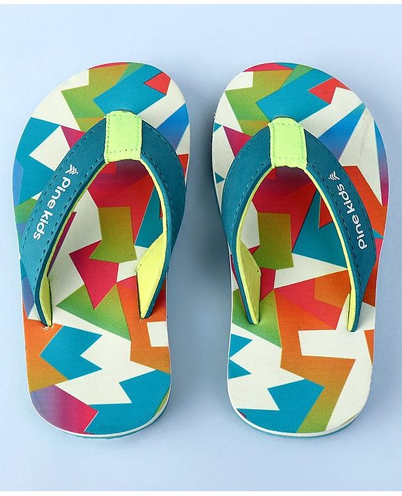 Pine Kids Slip On Flip Flops with Abstract Print - Multicolor