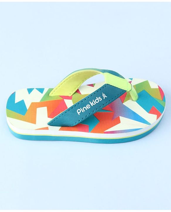 Pine Kids Slip On Flip Flops with Abstract Print - Multicolor