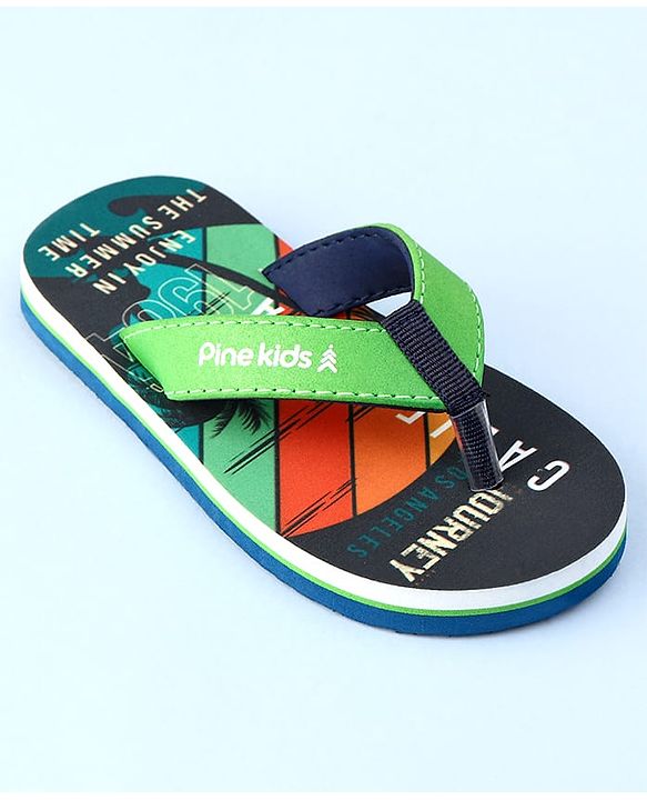 Pine Kids Slip On Flip Flops with California Print - Multicolor