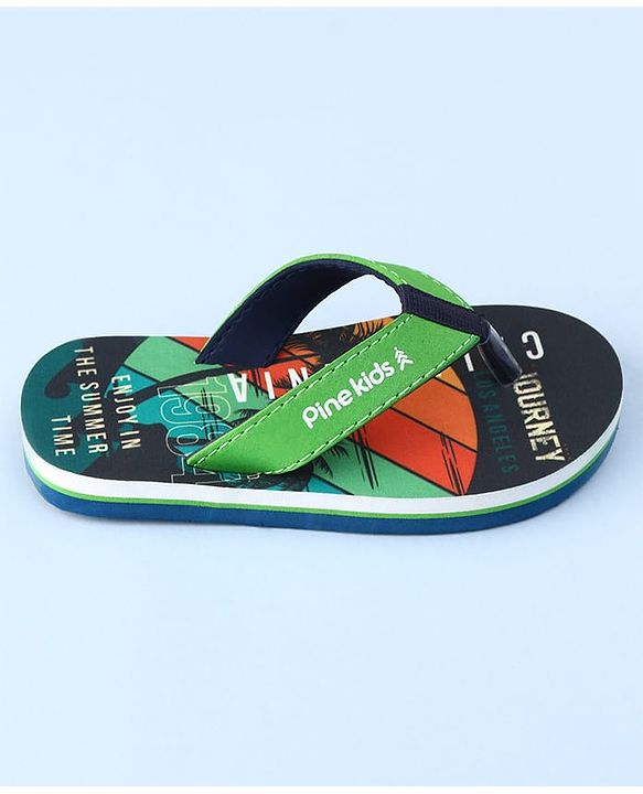 Pine Kids Slip On Flip Flops with California Print - Multicolor