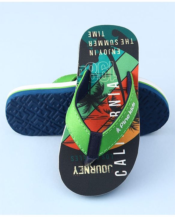 Pine Kids Slip On Flip Flops with California Print - Multicolor