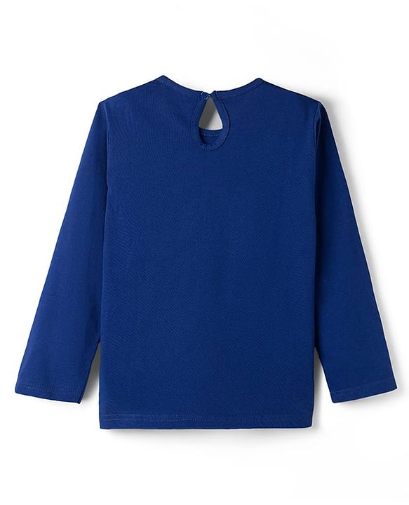 Babyhug Cotton Knit Full Sleeves T-Shirt & Pyjama Night Suit With Heart Print - Navy Blue