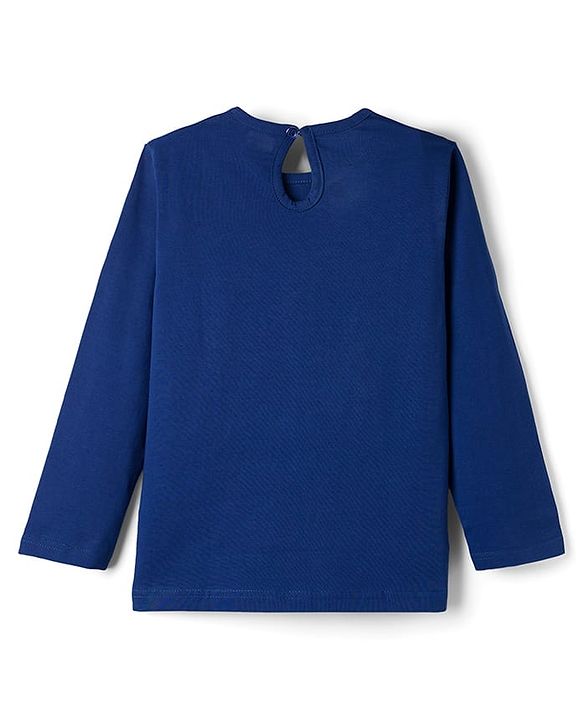 Babyhug Cotton Knit Full Sleeves T-Shirt & Pyjama Night Suit With Butterfly Print - Navy Blue