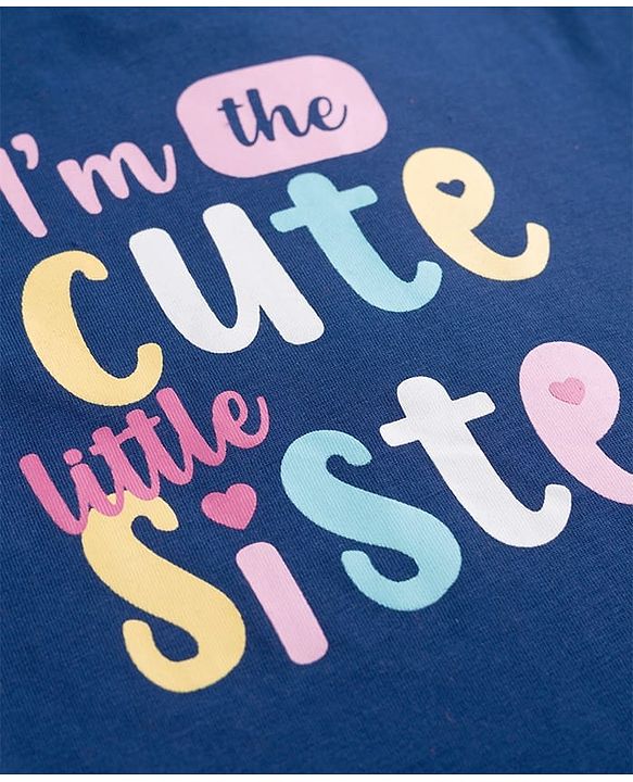 Babyhug Cotton Knit Full Sleeves T-Shirt & Pajama Night Suit With Heart Print - Navy Blue