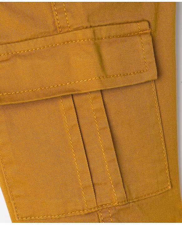 Babyhug Twill Woven Full Length Trouser with Cargo Pockets - Golden Yellow