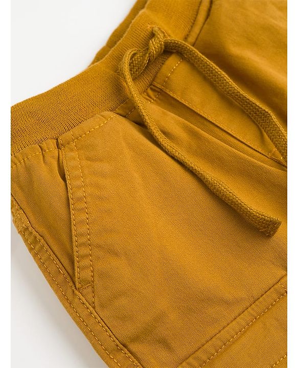 Babyhug Twill Woven Full Length Trouser with Cargo Pockets - Golden Yellow