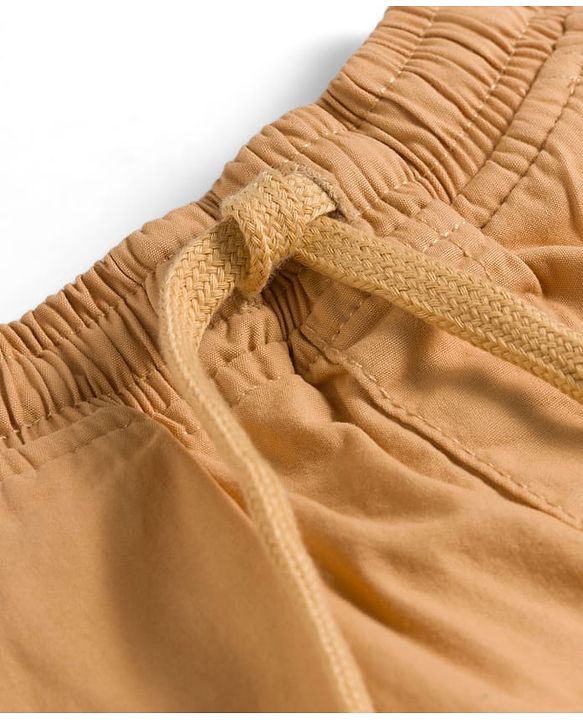 Babyhug Tussar Cotton Woven Full Length Solid Color Trouser - Khaki