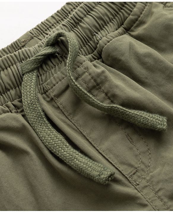 Babyhug 100% Cotton Woven Full Length Solid Trouser With Cargo Pockets - Olive Green