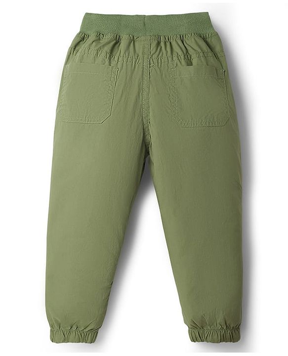 Babyhug Dense Poplin Woven Full Length Solid Colour Trouser Pant with Patch- Navy Blue