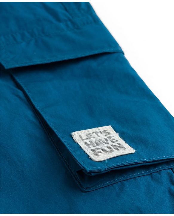 Babyhug Poplin Cotton Woven Full Length Solid Colour Trouser Pants with Patch & Cargo Pockets - Beige