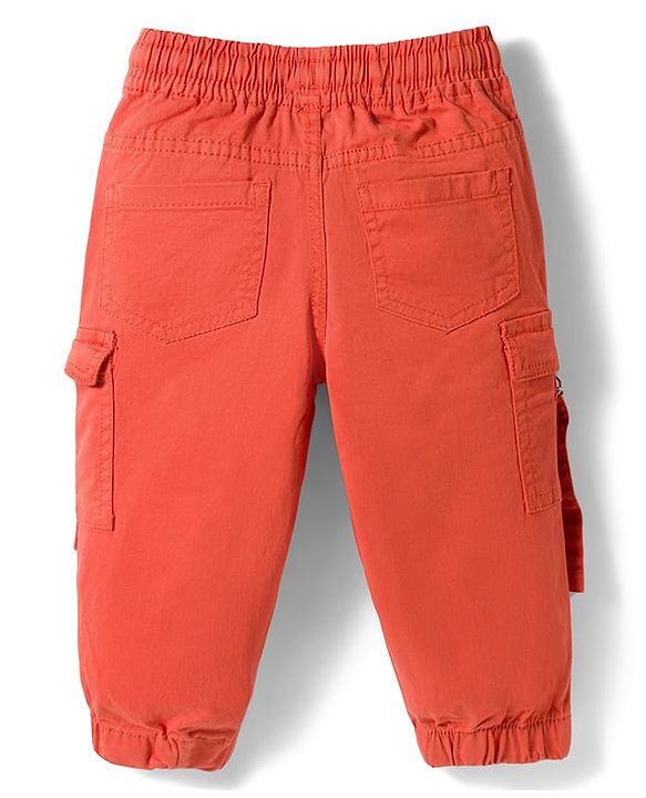 Babyhug Twill Lycra Woven Full Length Cut N Sew Trouser With Cargo Pockets - Navy Blue