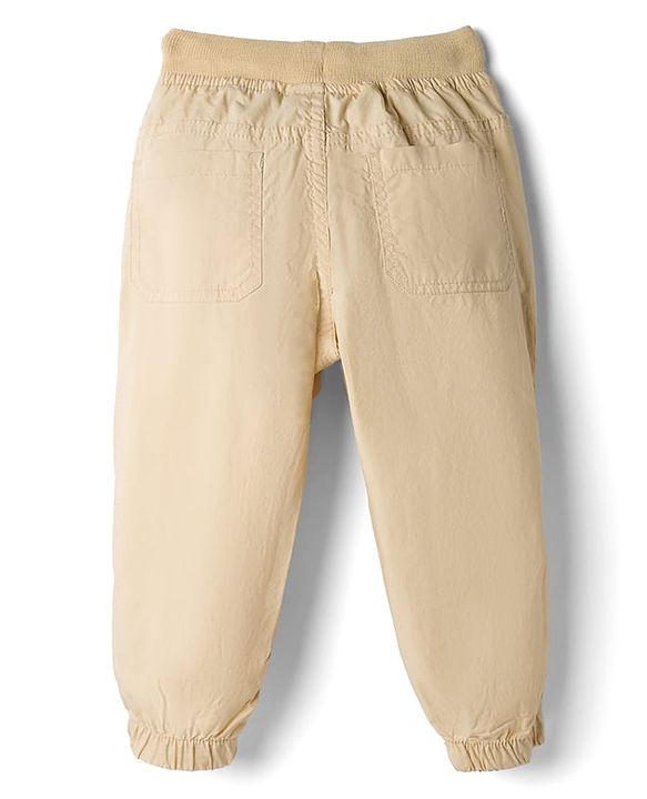 Babyhug Poplin Cotton Woven Full Length Trouser Pants with Patch & Pockets - Light Blue