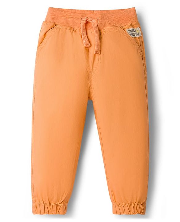 Babyhug Poplin Cotton Woven Full Length Trouser Pants with Patch & Pockets - Light Blue