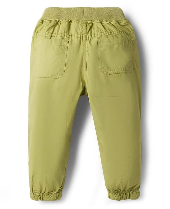 Babyhug Poplin Cotton Woven Full Length Trouser Pants with Patch & Pockets - Light Blue