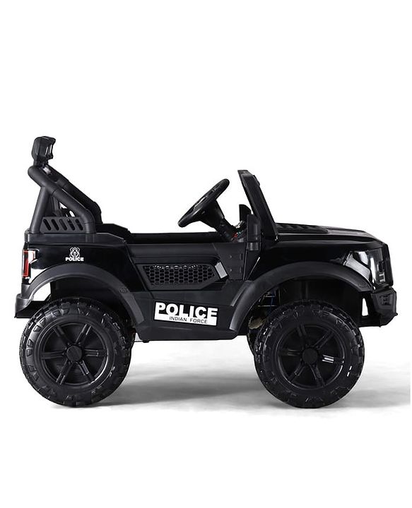 Babyhug POBO Battery Operated Ride on Jeep with Music & LED Lights - Black| Rechargeable Battery| Openable Doors| Built-in Music & AUX|Remote Control|Easy to Assemble| Forward Reverse & Swing Function