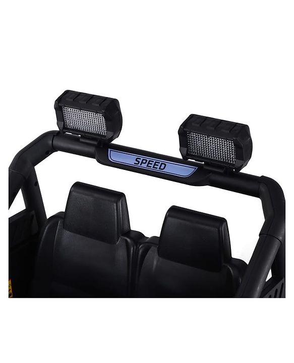 Babyhug POBO Battery Operated Ride on Jeep with Music & LED Lights - Black| Rechargeable Battery| Openable Doors| Built-in Music & AUX|Remote Control|Easy to Assemble| Forward Reverse & Swing Function