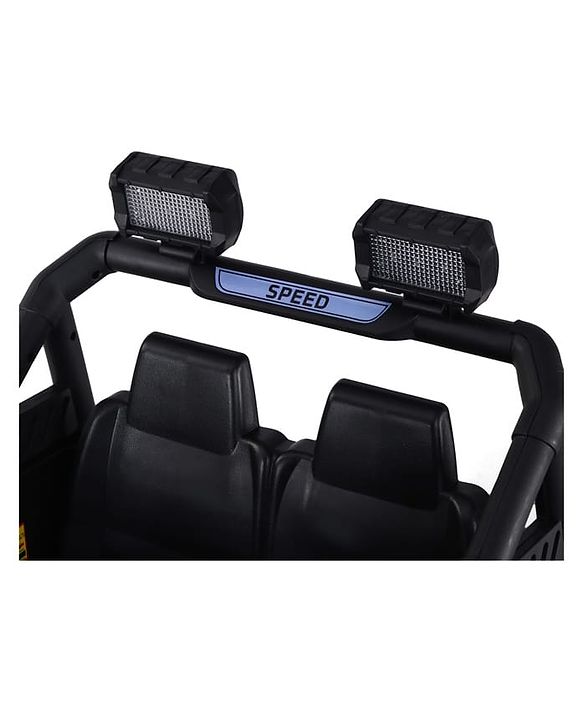 Babyhug POBO Battery Operated Ride on Jeep with Music & LED Lights - Blue| Rechargeable Battery| Openable Doors| Built-in Music & AUX|Remote Control|Easy to Assemble| Forward Reverse & Swing Function