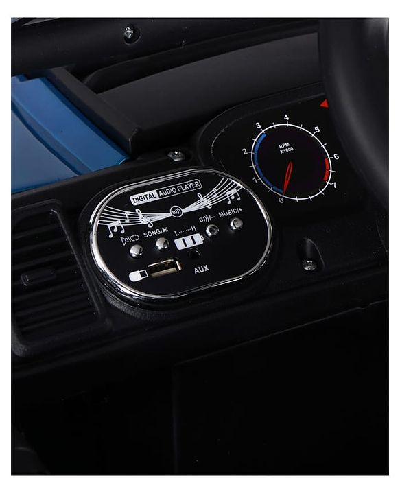 Babyhug POBO Battery Operated Ride on Jeep with Music & LED Lights - Blue| Rechargeable Battery| Openable Doors| Built-in Music & AUX|Remote Control|Easy to Assemble| Forward Reverse & Swing Function