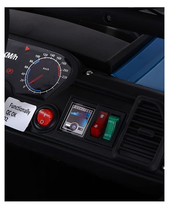 Babyhug POBO Battery Operated Ride on Jeep with Music & LED Lights - Blue| Rechargeable Battery| Openable Doors| Built-in Music & AUX|Remote Control|Easy to Assemble| Forward Reverse & Swing Function