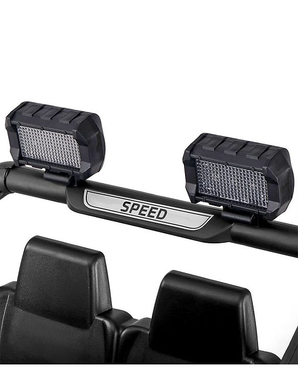 Babyhug Battery Operated Ride on Jeep with LED Lights - Red| Rechargeable Battery| Openable Doors| Built-in Music & AUX| Remote Control| Easy to Assemble| Forward Reverse & Swing| Indoor Outdoor Toy