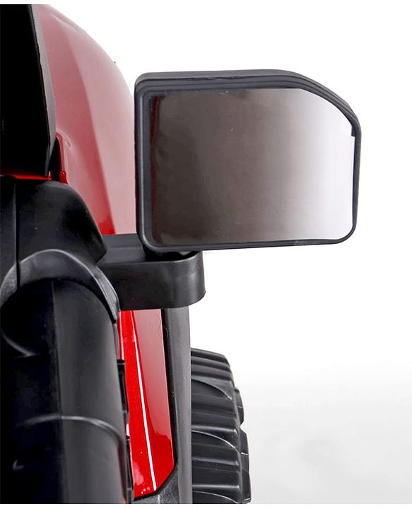 Babyhug Battery Operated Ride on Jeep with LED Lights - Red| Rechargeable Battery| Openable Doors| Built-in Music & AUX| Remote Control| Easy to Assemble| Forward Reverse & Swing| Indoor Outdoor Toy