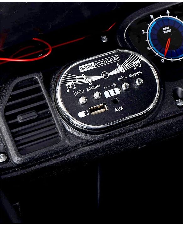 Babyhug Battery Operated Ride on Jeep with LED Lights - Red| Rechargeable Battery| Openable Doors| Built-in Music & AUX| Remote Control| Easy to Assemble| Forward Reverse & Swing| Indoor Outdoor Toy