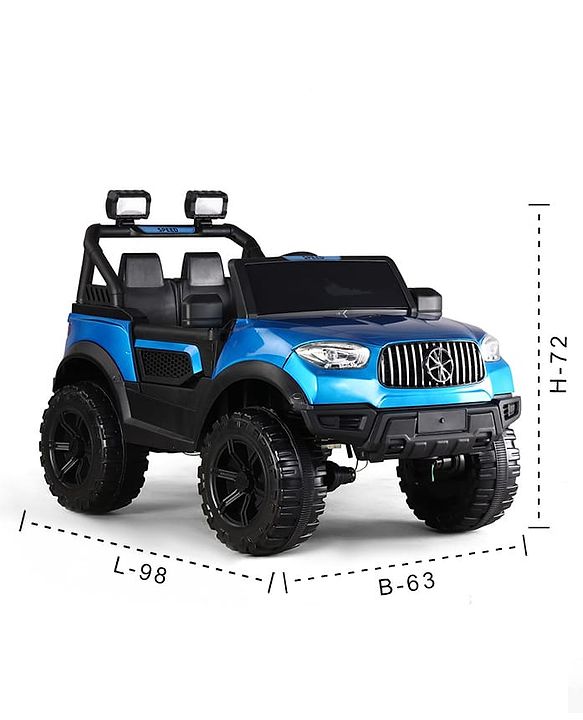 Babyhug Battery Operated Ride on Jeep with LED Lights -Blue| Rechargeable Battery| Openable Doors| Built-in Music & AUX| Remote Control| Easy to Assemble| Forward Reverse & Swing| Indoor Outdoor Toy