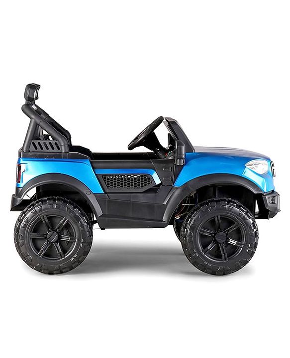 Babyhug Battery Operated Ride on Jeep with LED Lights -Blue| Rechargeable Battery| Openable Doors| Built-in Music & AUX| Remote Control| Easy to Assemble| Forward Reverse & Swing| Indoor Outdoor Toy