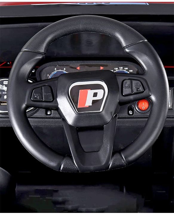 Babyhug Battery Operated Ride on Jeep with LED Lights -Red| Rechargeable Battery| Openable Doors| Built-in Music & AUX| Remote Control| Easy to Assemble| Forward Reverse & Swing| Indoor Outdoor Toy