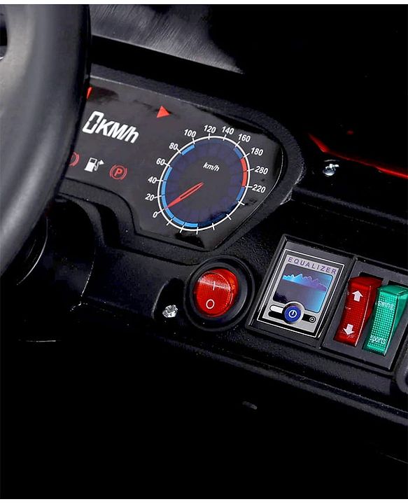 Babyhug Battery Operated Ride on Jeep with LED Lights -Red| Rechargeable Battery| Openable Doors| Built-in Music & AUX| Remote Control| Easy to Assemble| Forward Reverse & Swing| Indoor Outdoor Toy