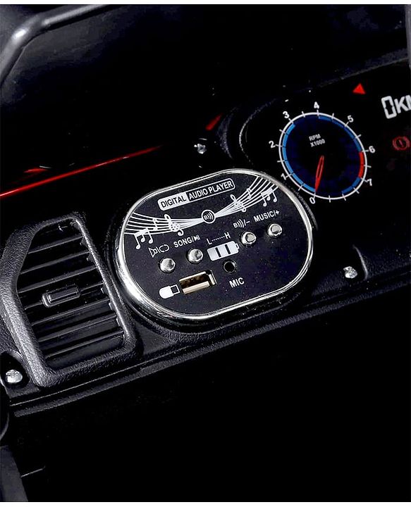 Babyhug Battery Operated Ride on Jeep with LED Lights -Red| Rechargeable Battery| Openable Doors| Built-in Music & AUX| Remote Control| Easy to Assemble| Forward Reverse & Swing| Indoor Outdoor Toy