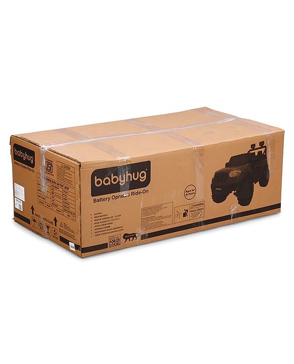 Babyhug Battery Operated Ride on Jeep with LED Lights -Red| Rechargeable Battery| Openable Doors| Built-in Music & AUX| Remote Control| Easy to Assemble| Forward Reverse & Swing| Indoor Outdoor Toy