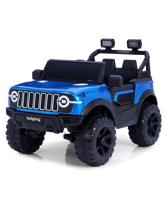 Babyhug Battery Operated Ride on Jeep with LED Lights -Red| Rechargeable Battery| Openable Doors| Built-in Music & AUX| Remote Control| Easy to Assemble| Forward Reverse & Swing| Indoor Outdoor Toy