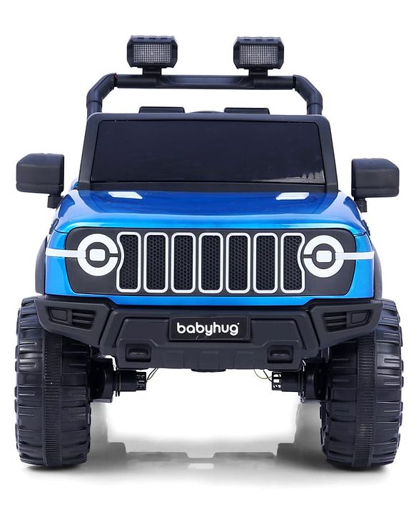 Babyhug Battery Operated Ride on Jeep with LED Lights -Red| Rechargeable Battery| Openable Doors| Built-in Music & AUX| Remote Control| Easy to Assemble| Forward Reverse & Swing| Indoor Outdoor Toy