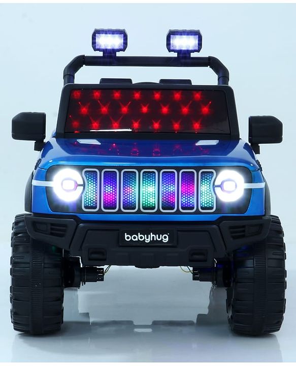 Babyhug Battery Operated Ride on Jeep with LED Lights -Red| Rechargeable Battery| Openable Doors| Built-in Music & AUX| Remote Control| Easy to Assemble| Forward Reverse & Swing| Indoor Outdoor Toy
