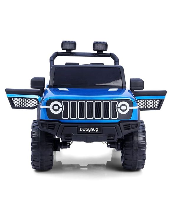 Babyhug Battery Operated Ride on Jeep with LED Lights -Red| Rechargeable Battery| Openable Doors| Built-in Music & AUX| Remote Control| Easy to Assemble| Forward Reverse & Swing| Indoor Outdoor Toy